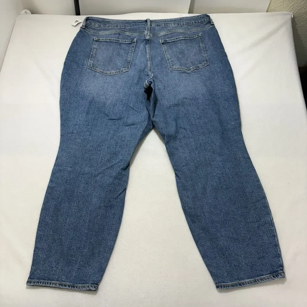 Old Navy Women's 20 High Rise Curvy O.G. Straight Ripped Blue Jeans (40x28) - Picture 7 of 13